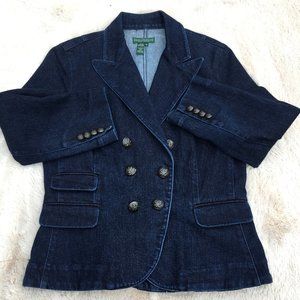 Lauren Jeans Company denim 3/4 sleeve blazer